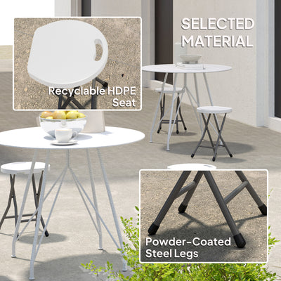 Outsunny Set of Four Folding Carry Stools - White 