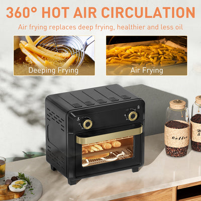 HOMCOM 10L Air Fryer Oven, Mini Oven, Oil Free Cooking, Grill, Roast, Bake, with Adjustable Temperature, Timer, Dishwasher Safe, 1000W, Black 