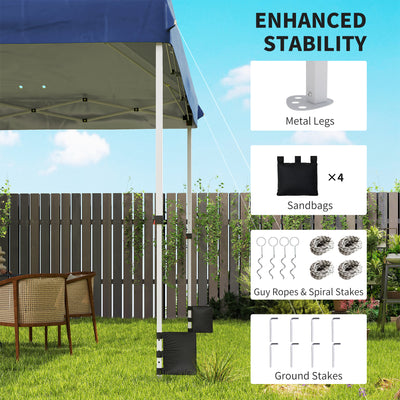 Outsunny 3 x 3 m Pop Up Gazebo with Wheels, UPF50+ One-Touch Outdoor Garden Party Tent Marquee Wedding Awning Canopy, Dark Blue 