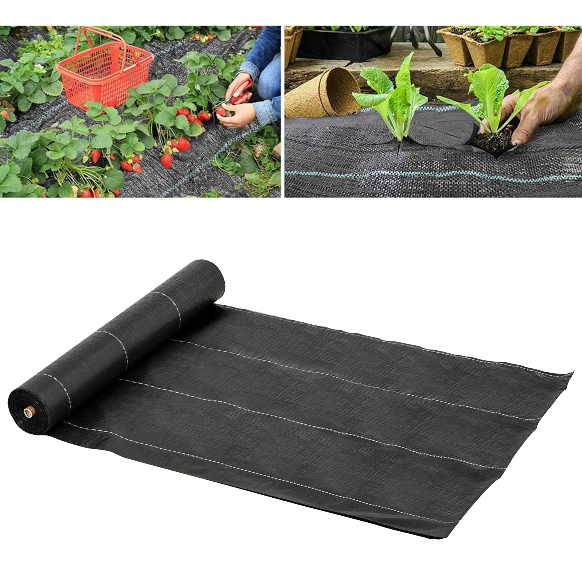 Outsunny 2m x 50m Weed Control Membrane, Heavy Duty Weed Control Barrier Fabric, 90gsm Ground Cover for Patios, Garden, Flower beds, Landscaping 