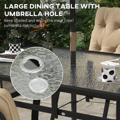 Outsunny Seven-Piece Garden Dining Set with Cushions - Beige 
