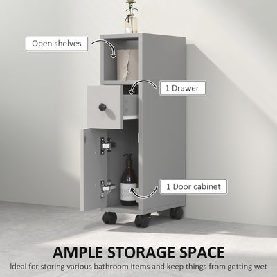 kleankin Slimline Bathroom Storage Cabinet - Grey 