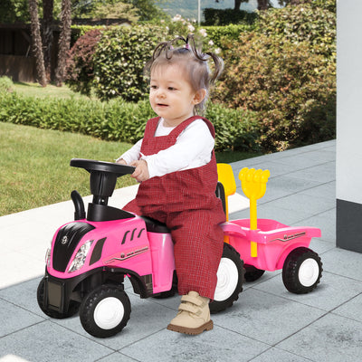 HOMCOM Ride-On Tractor, Toddler Walker, Foot-to-Floor Slide, for Ages 1-3 Years - Pink 