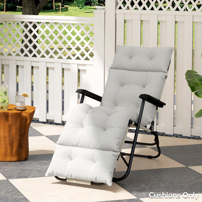 Outsunny Sun Lounger Cushion Only, 190x56x10cm Garden Lounge Chair Cushion, UPF20+ 220gsm Fabric, Thick Sunbed Replacement Cushion with 6 Ties, Light Grey 