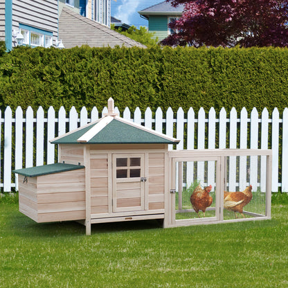 PawHut Chicken Coop Small Animal Pet Cage w/ Nesting Box Outdoor Run Backyard Wooden 