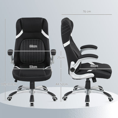 Vinsetto Linen-Look Office Chair, with Adjustable Height and Tension - Black 
