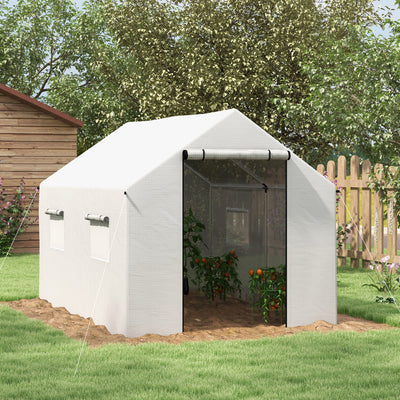 Outsunny Polyethylene Walk-in Polytunnel Greenhouse, 2 x 3(m), White 