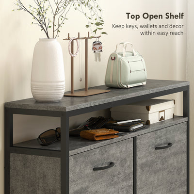HOMCOM Shoe Storage Cabinet with 4 Flip Drawers and Open Shelf - Cement Grey 
