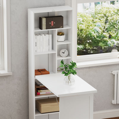 HOMCOM Three-Part Work Desk, with Storage and Writing Board - White 