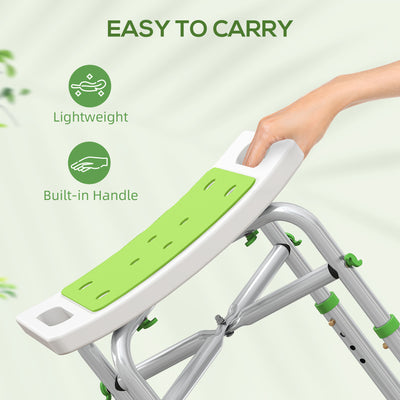 HOMCOM 44-51.5cm Aluminium Frame Shower/Bath Stool - Green 