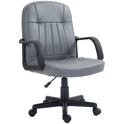 HOMCOM Swivel Executive Office Chair PU Leather Computer Desk Chair Office Furniture Gaming Seater - Grey 