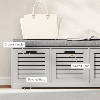 HOMCOM 3-Drawer Shoe Storage Bench - Grey