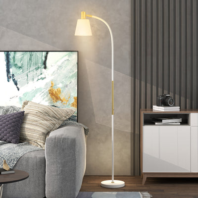 HOMCOM Floor Lamp for Living Room, Spotlight Reading Standing Lamp with Adjustable Height, Rocker on/off Switch, Indoor Task Lighting for Bedroom, Office,  White (Bulb not Included) 