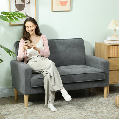 HOMCOM Two-Seater Velvet-Feel Sofa - Grey 