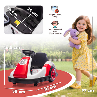 AIYAPLAY Kids Bumper Car with 360-Degree Rotation, 6V Electric Ride On Car with Music and Horn for 3-8 Years Old, Red 