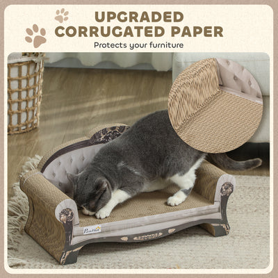 PawHut 2 in 1 Cat Scratcher with Organic Catnip for Indoor Cats, 29.5 x 56 x 26cm, Brown 