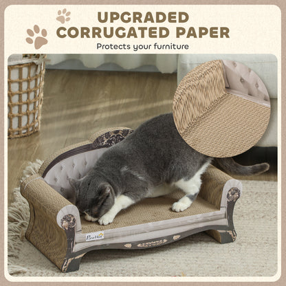 PawHut 2 in 1 Cat Scratcher with Organic Catnip for Indoor Cats, 29.5 x 56 x 26cm, Brown