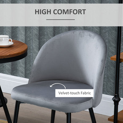 HOMCOM Dining Chairs Set of 2 Contemporary Design for Office Dining Kitchen with Soft Fabric Seat and Back Living Room, Grey 