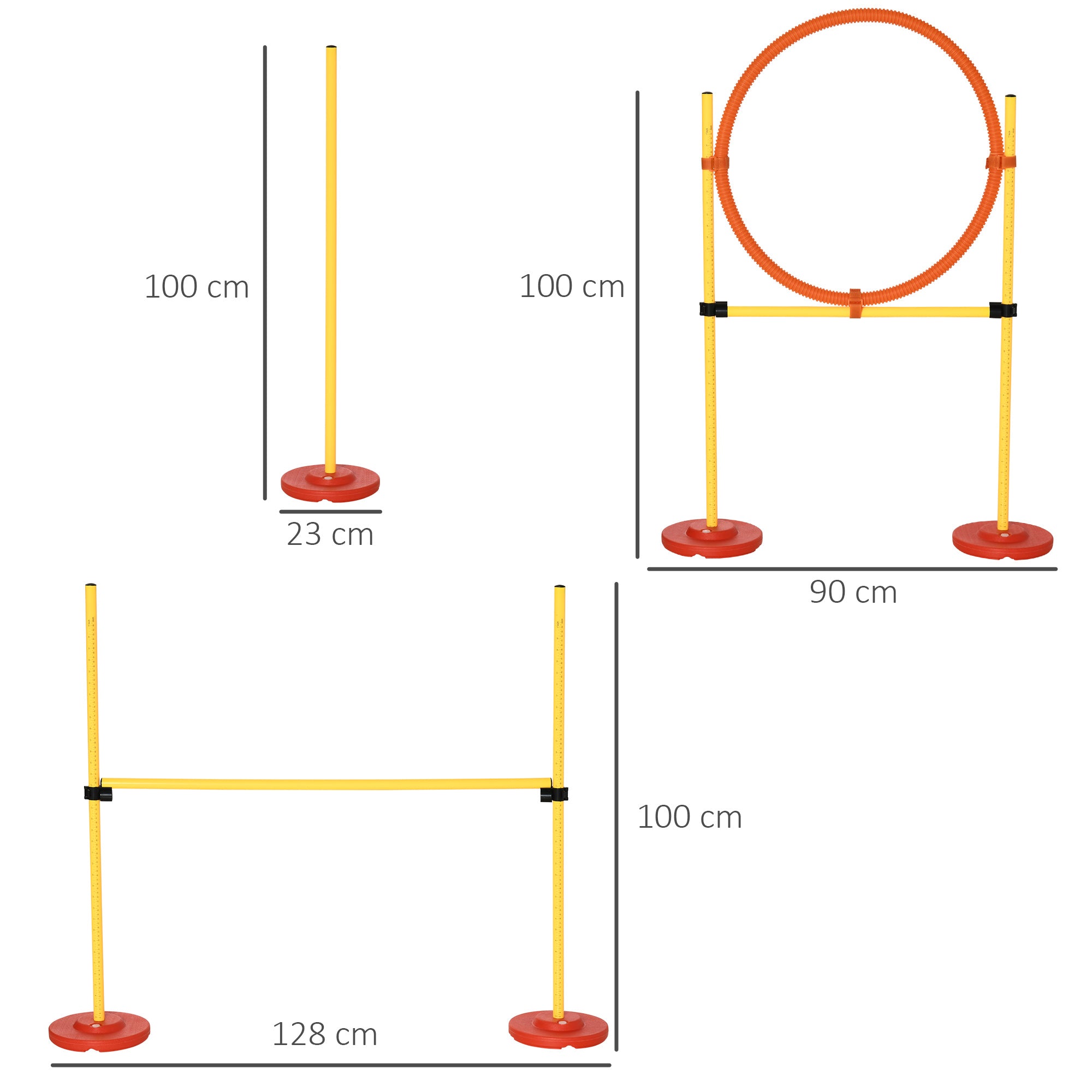 PawHut Dog Agility Equipment Training Portable Obstacle for Pet w/Adjustable Hurdles, Jumping Ring, Weave Poles 