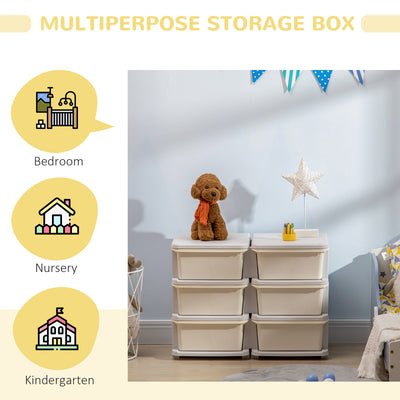 HOMCOM Kids Storage Unit, with Six Drawers - Cream 