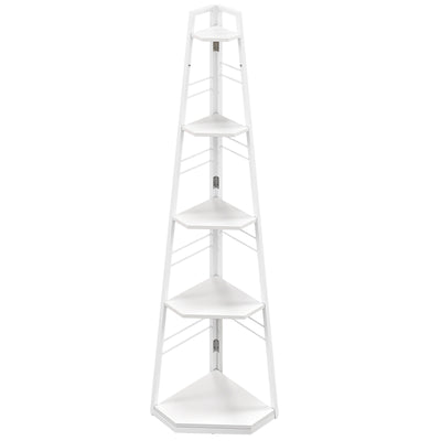HOMCOM Five-Tier Corner Shelf - White 
