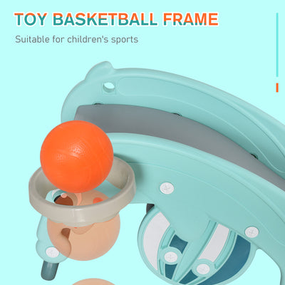 HOMCOM 3-in-1 Baby Rocking Horse Portable Slide Basketball Hoop Equipment Indoor Outdoor Playground Toy, Age 18-36 Months, Green 