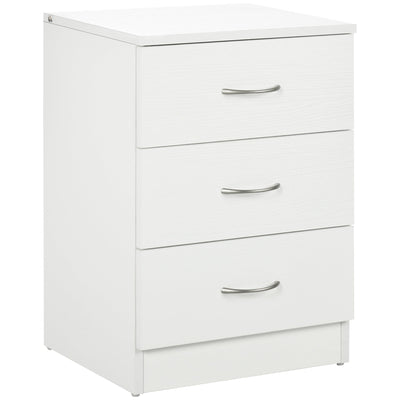 HOMCOM Three-Drawer Simple Bedside Table - White 