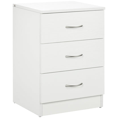 HOMCOM Three-Drawer Simple Bedside Table - White 