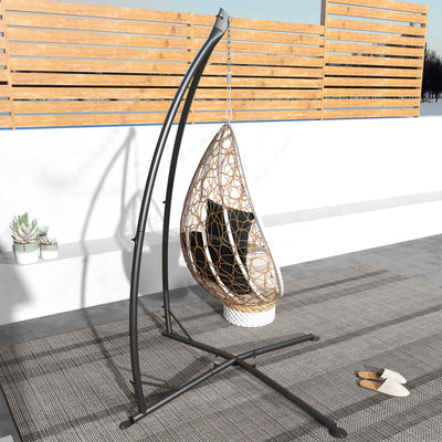 Outsunny Hammock Chair Stand, Hanging Heavy Duty Metal Frame Hammock Stand with Chain, for Hanging Hammock Air Porch Swing Chair, Egg Cahir, Indoor & Outdoor Use, Black 