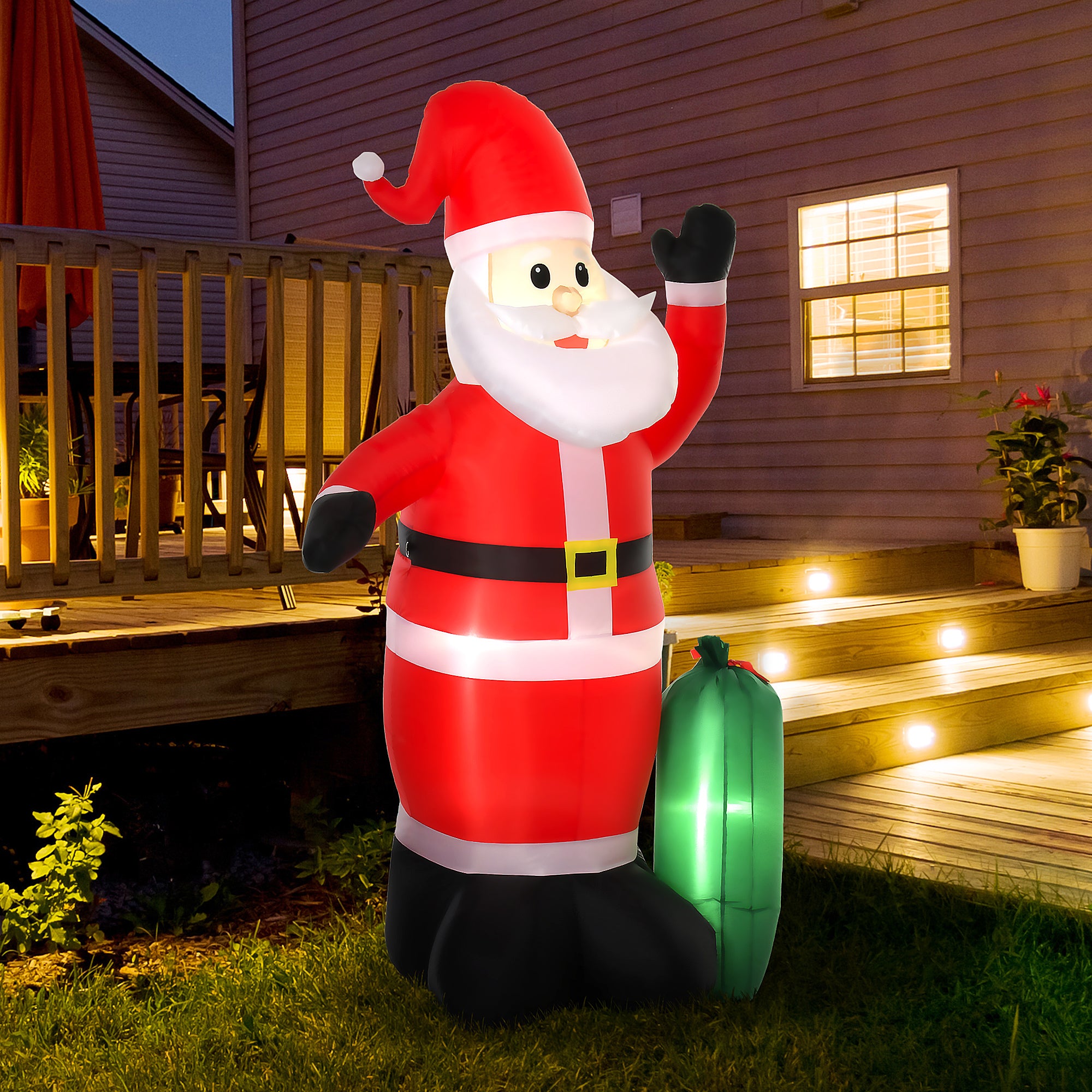 HOMCOM 7.5ft Inflatable Christmas Santa Claus with LED Air Blown Xmas Décor Holiday Outdoor Yard Decoration 