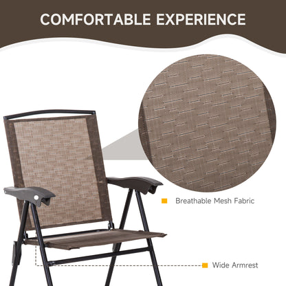 Outsunny 3 Piece Outdoor Bistro Set, Patio Conversation Furniture Set with 2 Folding Backrest Adjustable Armchairs and Glass Top Coffee Table, Brown 