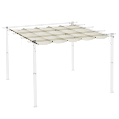 Outsunny Retractable Pergola Shade Cover, Replacement Canopy Fabric for 3 x 3 (m) Pergola, Gazebo Retractable Roof, Cream White 