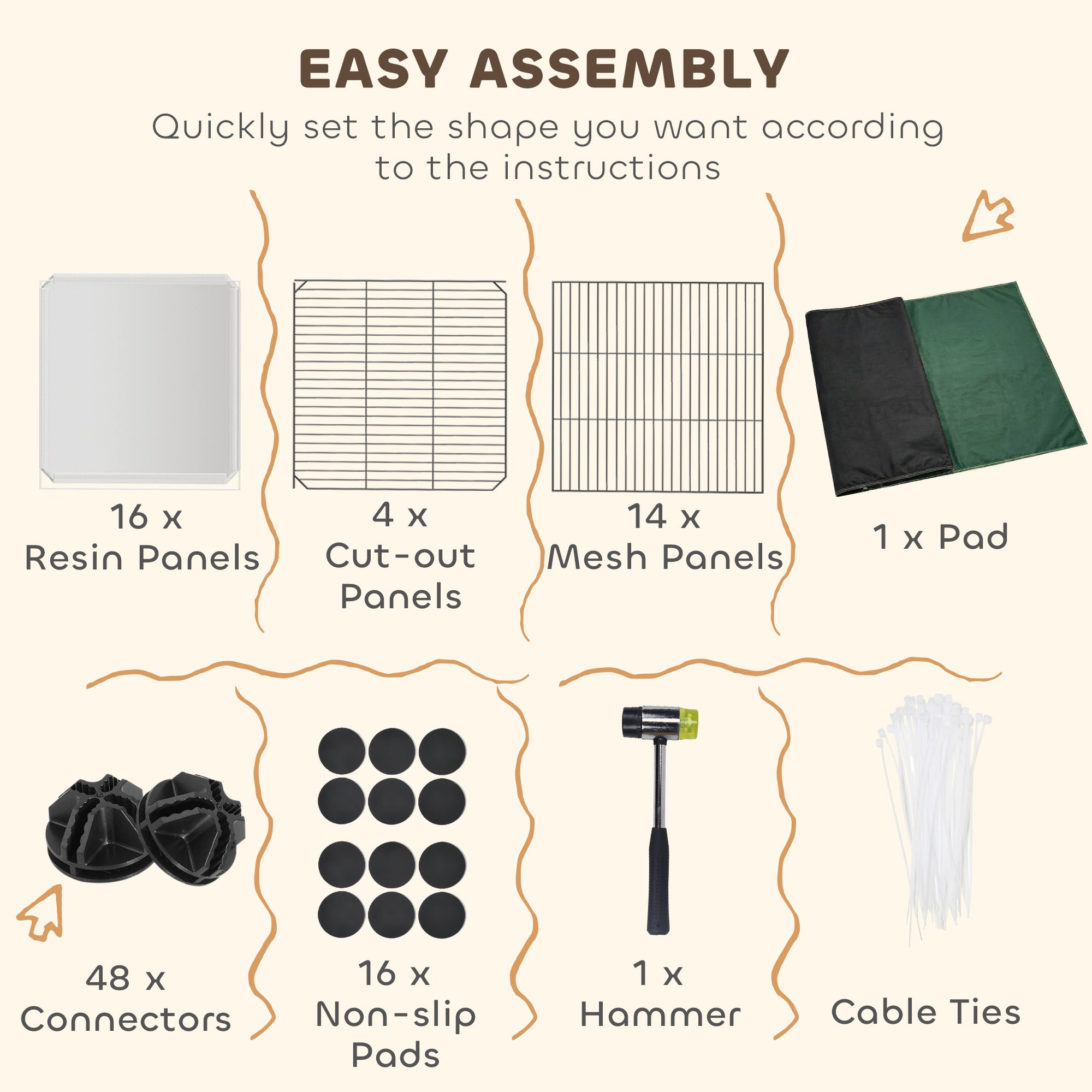 PawHut Pet Playpen with Waterproof Mat, DIY Small Animal Enclosure 34 Panels, Indoor/Outdoor Metal Pet Fence for Guinea Pigs 