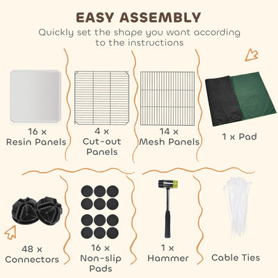 PawHut Pet Playpen with Waterproof Mat, DIY Small Animal Enclosure 34 Panels, Indoor/Outdoor Metal Pet Fence for Guinea Pigs 