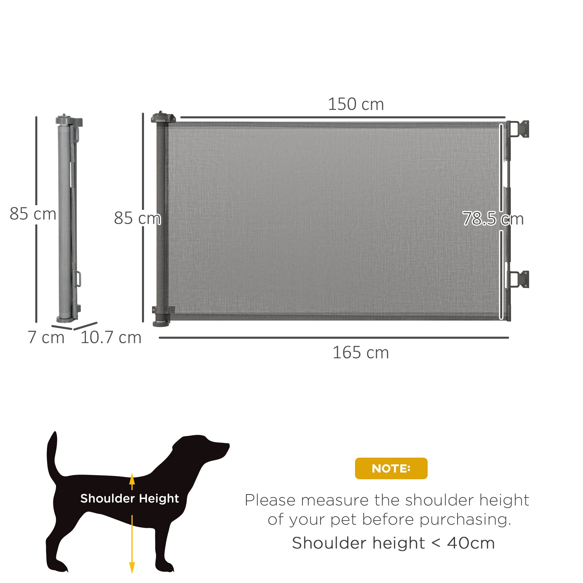 PawHut Foldable Pet Gate, for Stairs, Doorways, Corridors - Grey 