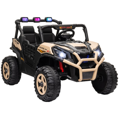 AIYAPLAY 24V 2 Seater Kids Electric Car with Remote Control, Suspension System,  Slow Start, 3 Speeds, for 3-8 Years, Khaki 