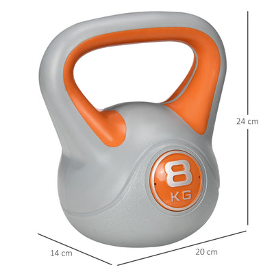 SPORTNOW Kettlebell, 8kg Kettle Bells with Handle for Home Gym Weight Lifting and Strength Training, Orange and Grey 