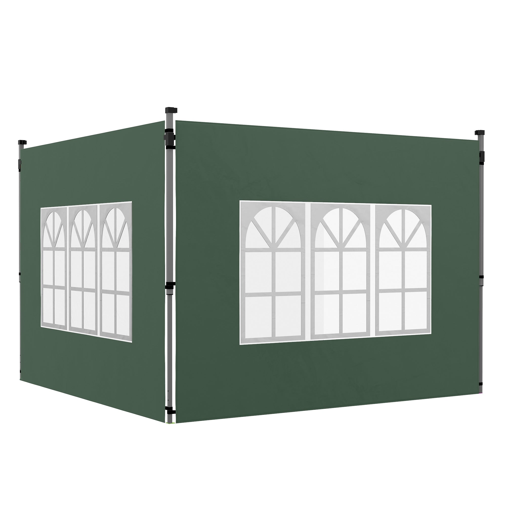 Outsunny Gazebo Side Panels, Sides Replacement with Window for 3x3(m) or 3x4m Pop Up Gazebo, 2 Pack, Green