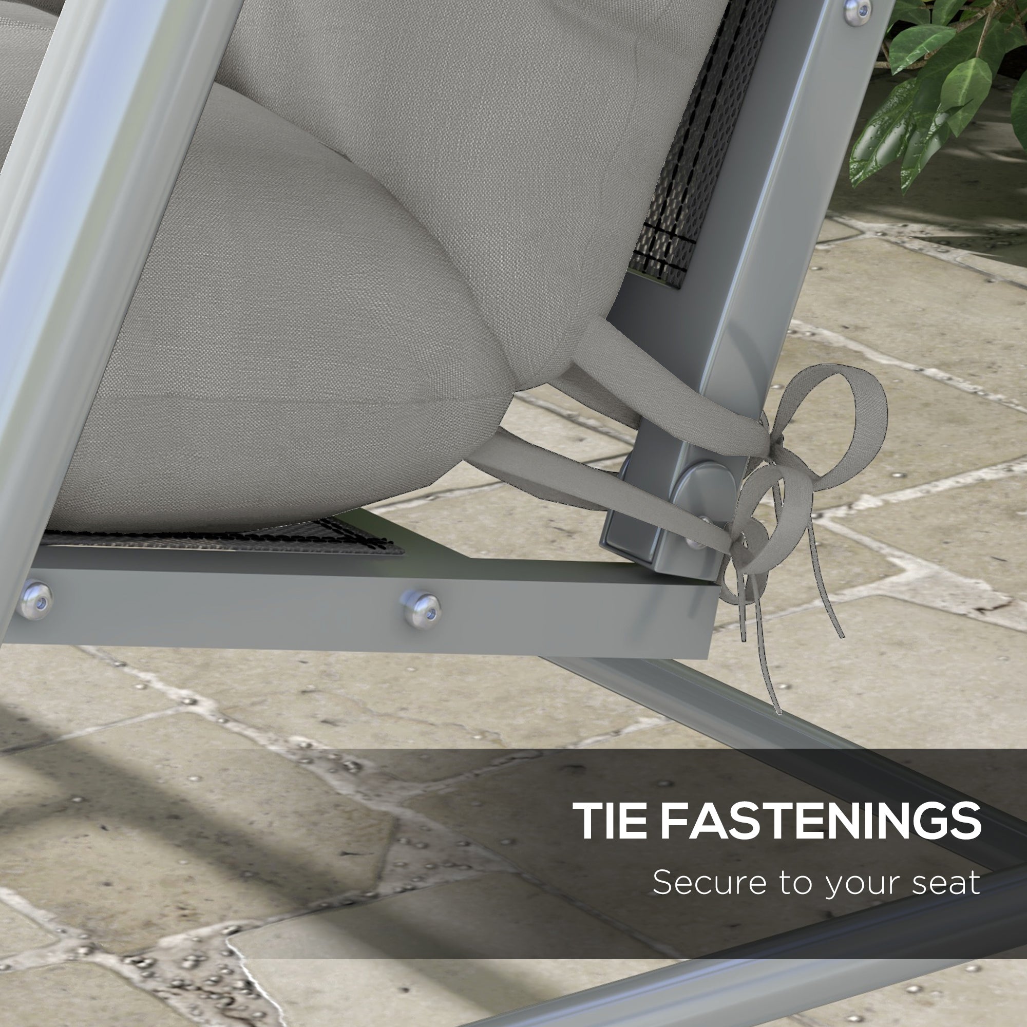 Outsunny Back and Seat Cushion Replacement with 2 Pillows, Patio Chair Cushions Set with Ties, Light Grey 