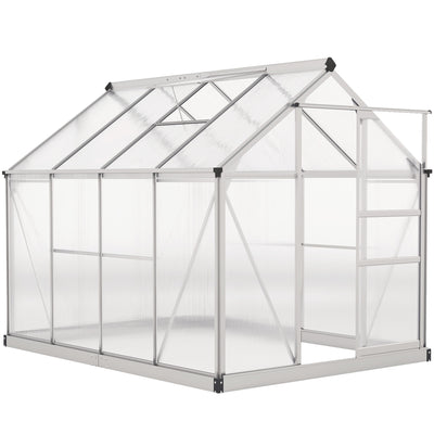 Outsunny 6 x 8ft Walk-In Greenhouse, with Sliding Door - Clear 