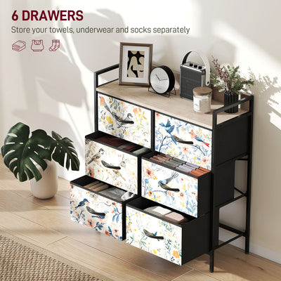 HOMCOM 6-Drawer Chest of Drawers - White 