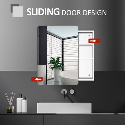 kleankin Bathroom Storage Cabinet w/Sliding Mirror Door, Wall Mounted Bathroom Cabinet with 3 Shelves, Stainless Steel Frame, 46W x 66H cm 