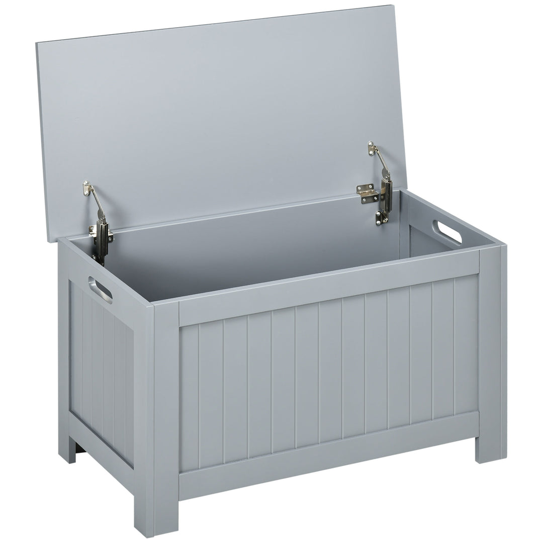 HOMCOM Large Storage Box Toy Chest Cabinet Container Unit Organizer with Lid & Safety Hinges, Grey 