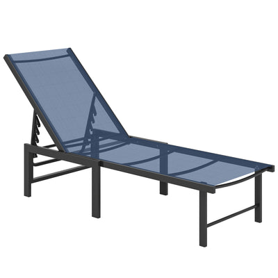 Outsunny Reclining Sun Lounger - Dark Blue 