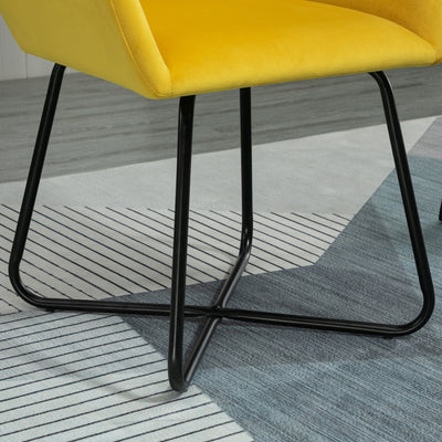 HOMCOM Velvet-Feel Plisse Back Accent Chair - Yellow 