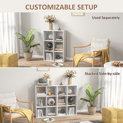 HOMCOM 3-tier 6 Cubes Storage Unit Particle Board Cabinet Bookcase Organiser Home Office Shelves White 