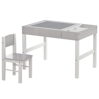 HOMCOM Kids Table and Chair Set, with Storage Space - Grey 