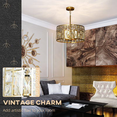 HOMCOM 72 Glass Crystallite Chandelier - Gold-Tone 