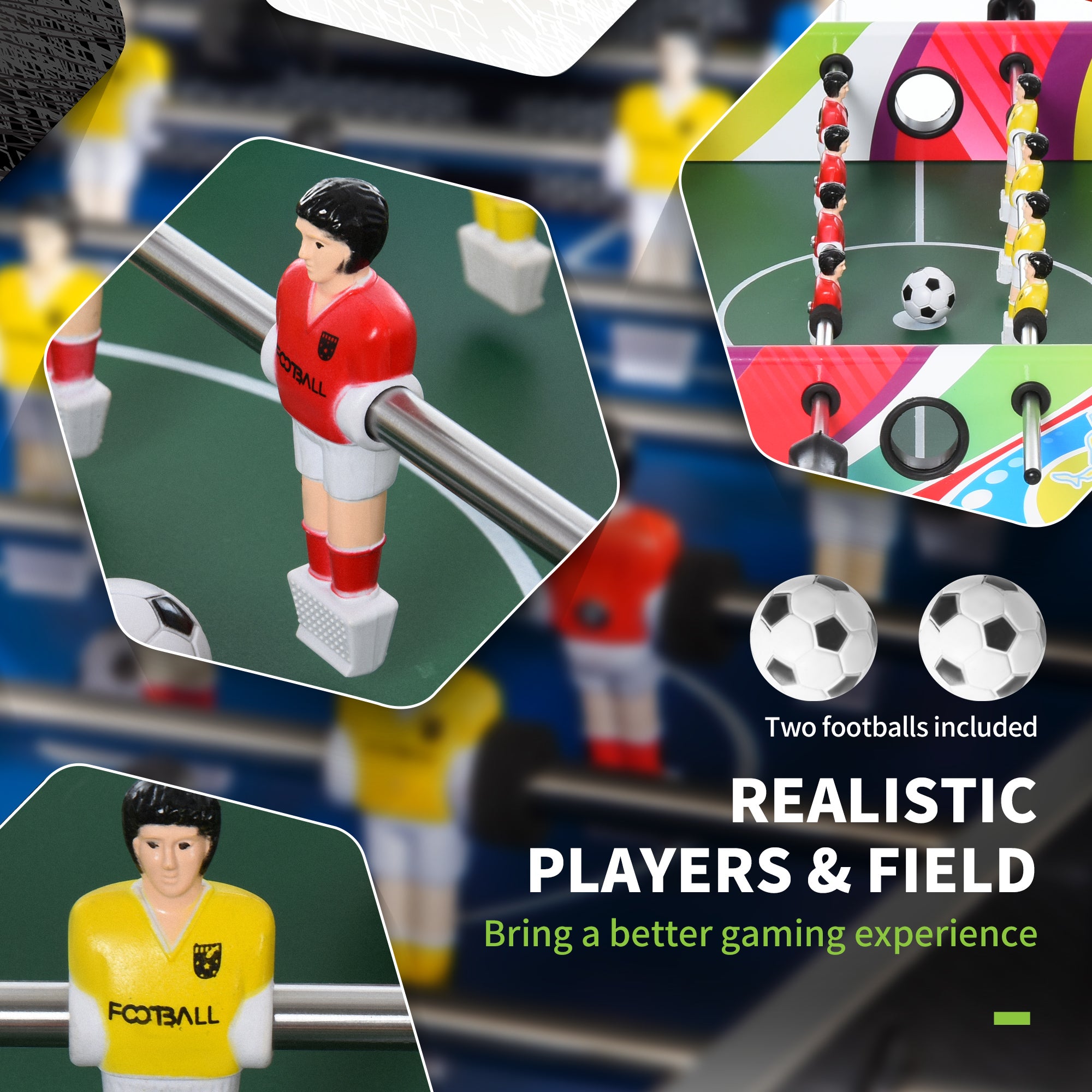 HOMCOM 2.8FT Football Foosball Gaming Table Soccer For Kids Indoor Play Fun Sports Game 