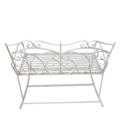 Outsunny Patio 2 Seater Rocking Bench Steel Garden Outdoor Garden Loveseat Chair w/ Decorative Backrest White 
